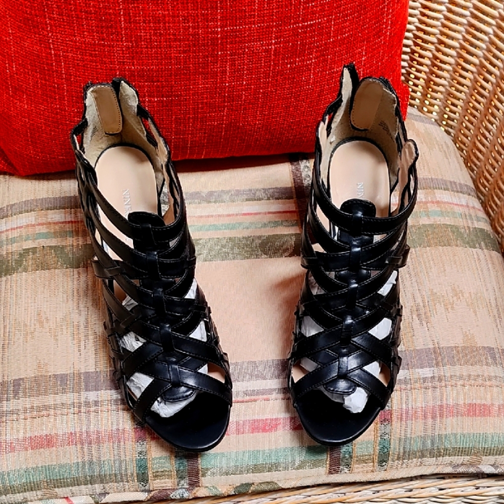 Women's Black Strappy Heels
